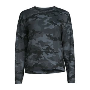 Avia Women's Long Sleeve Drop Shoulder Soft Black Camo Top XXL (20)